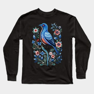Blue Bird Scandinavian Art Long Sleeve T-Shirt